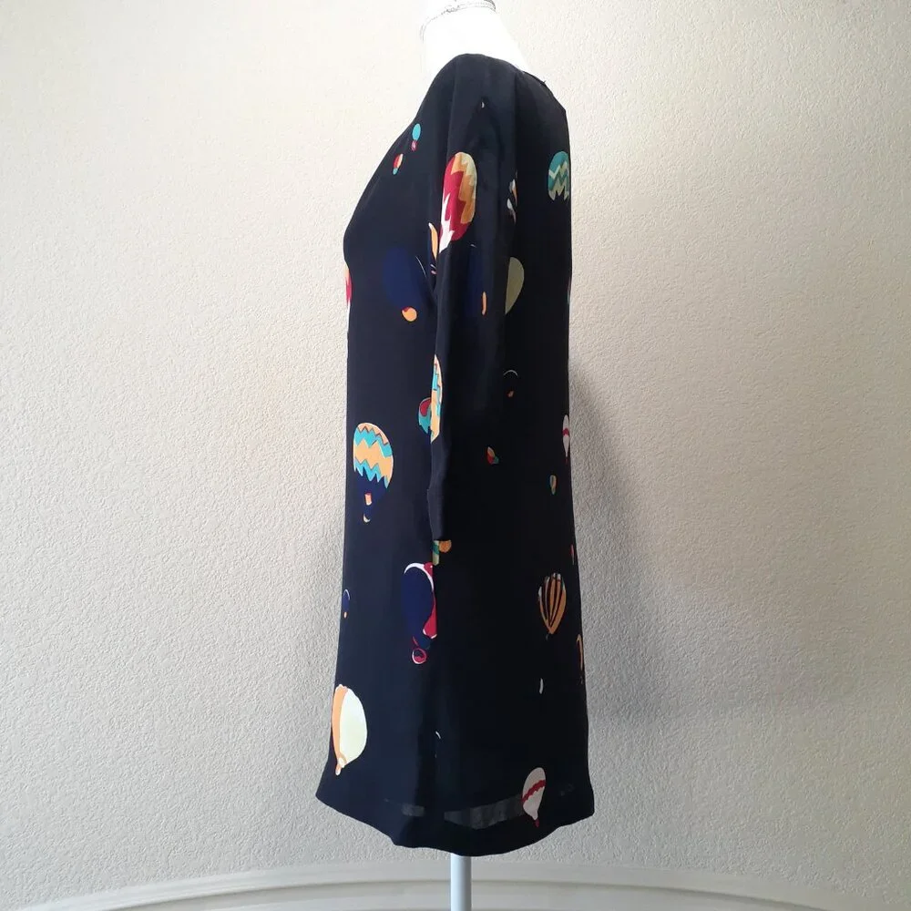 kate spade Black Mini Dress with Multicolor Hot Air Balloon Print